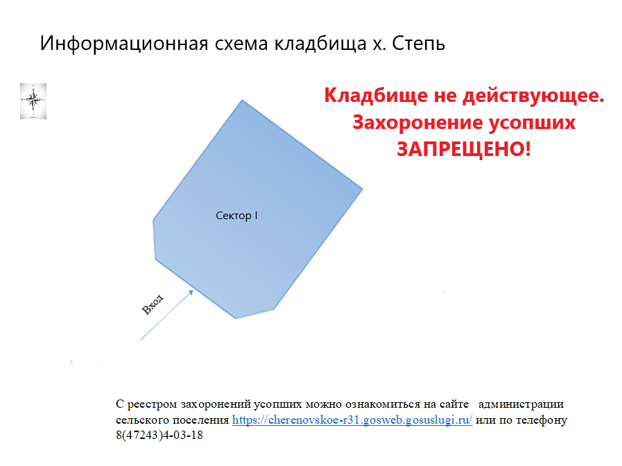 Информационная схема кладбища на хуторе Степь.